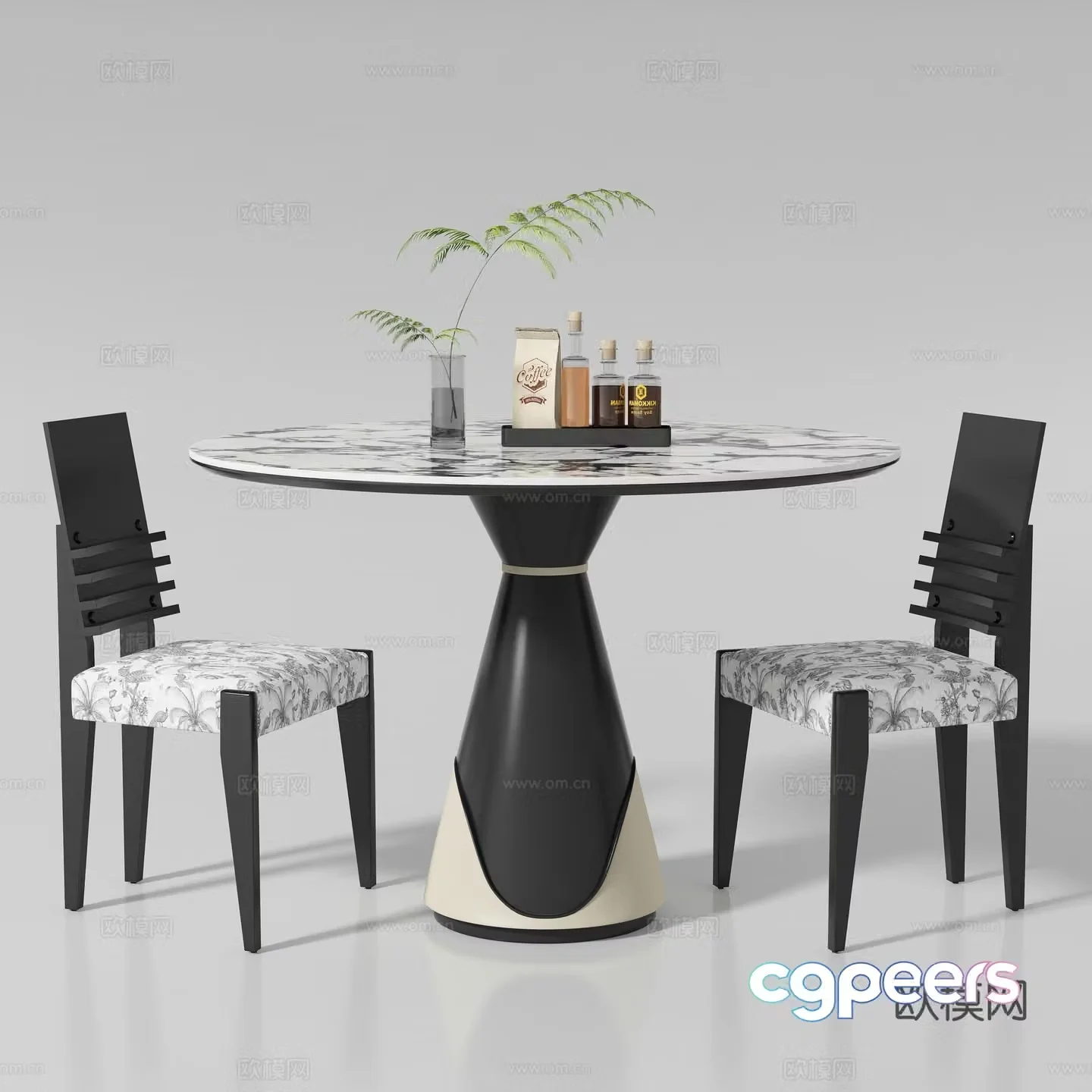 Modern dining table and chair 3d model