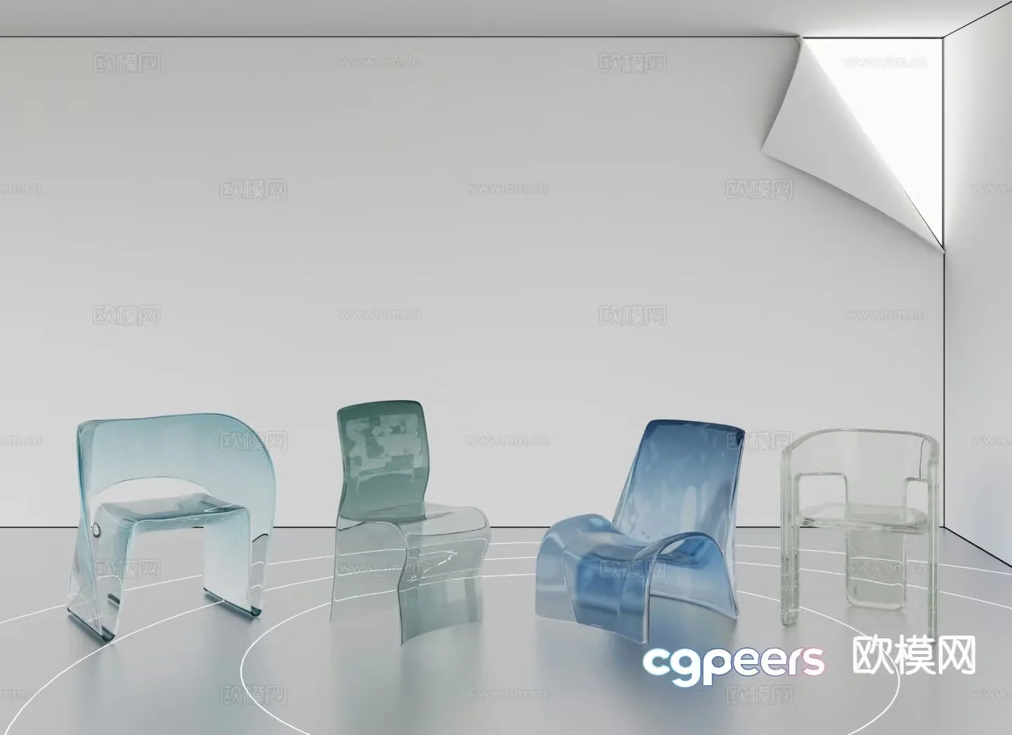 Modern creative transparent chair acrylic chair 3d model