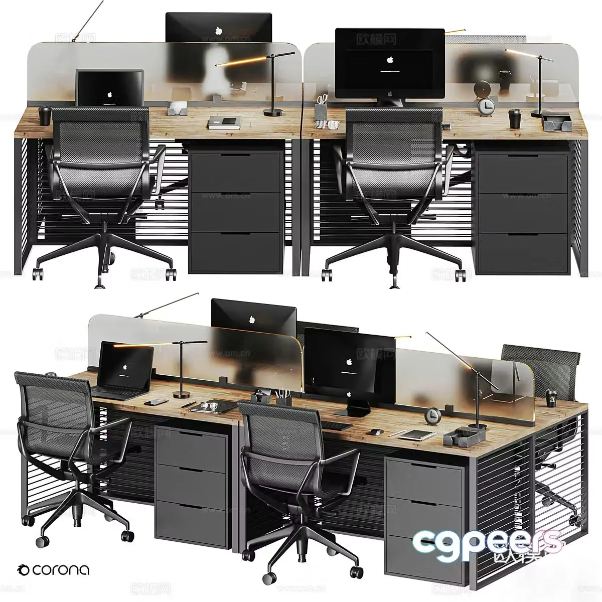 Office desk and chair 3d model