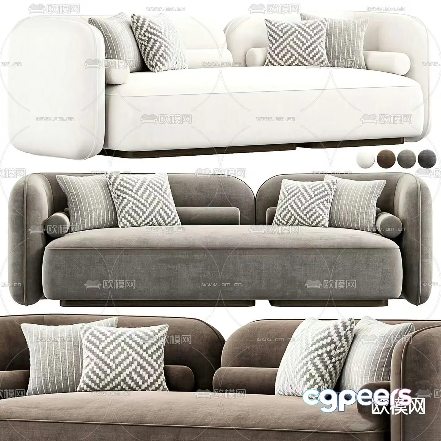 Modern three-seat sofa 3d model