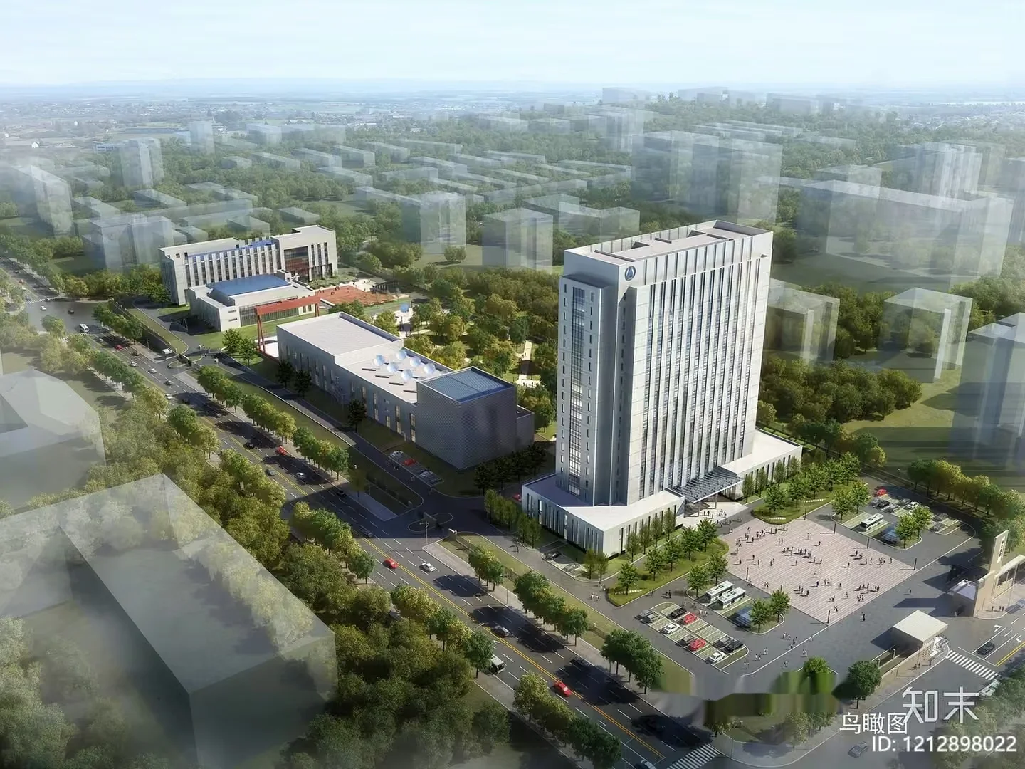 The Main Subject Is A Cityscape With A Large Building And One Key 3D Model – 17884 – VRAY Render