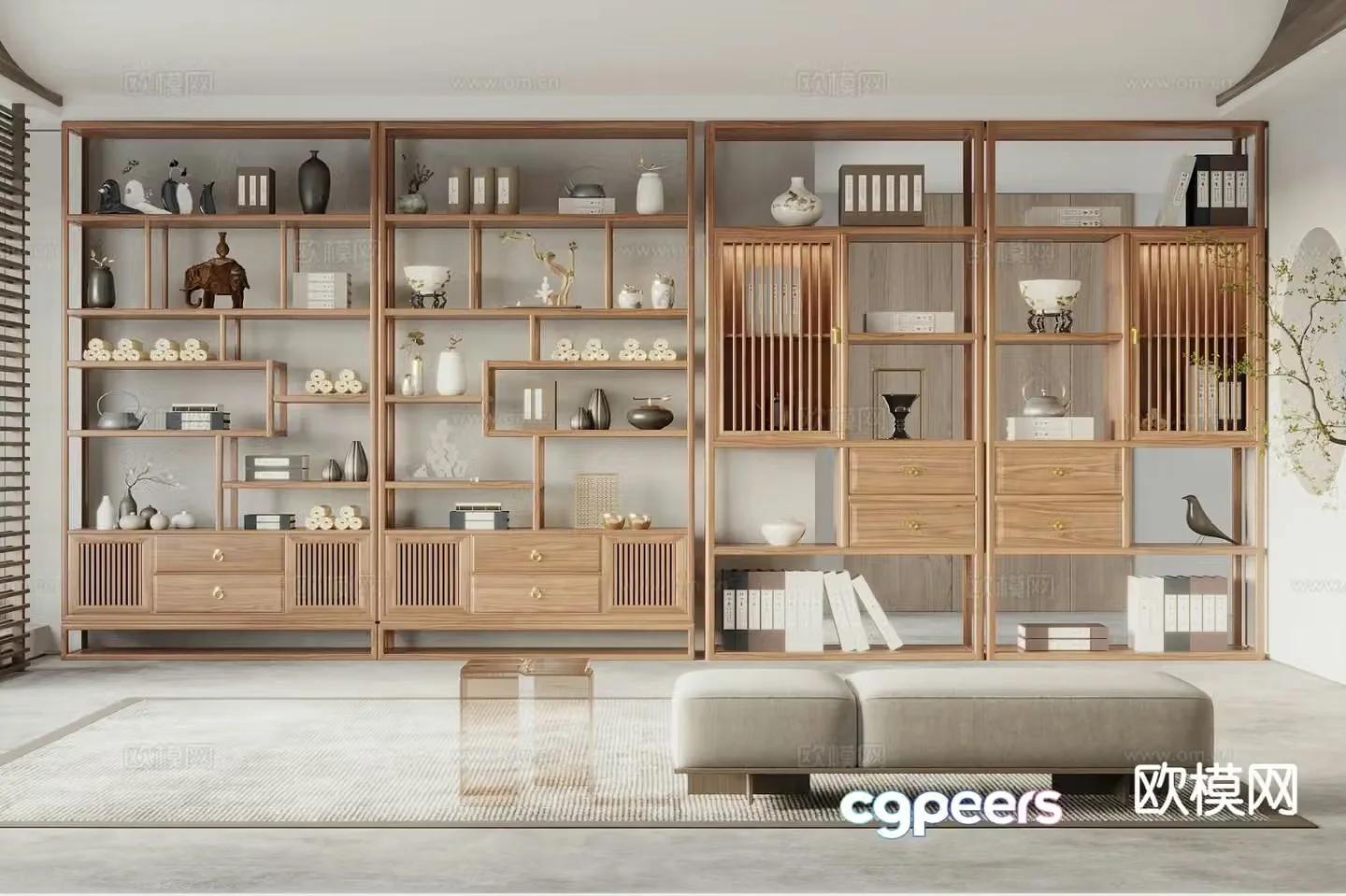 New Chinese style Bogu rack decorative cabinet 3D model