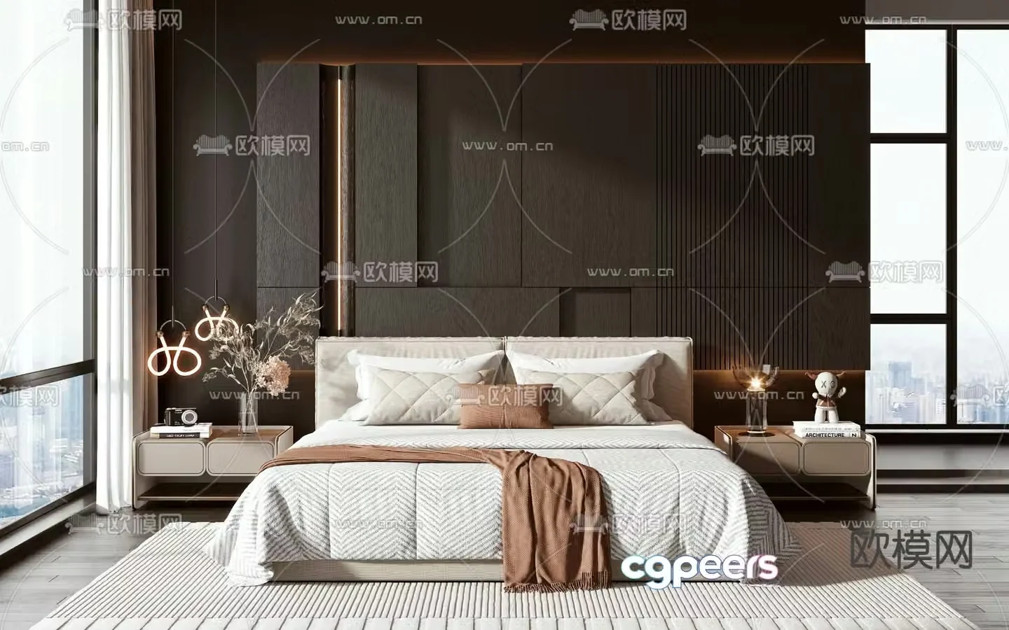 minotti modern double bed 3d model