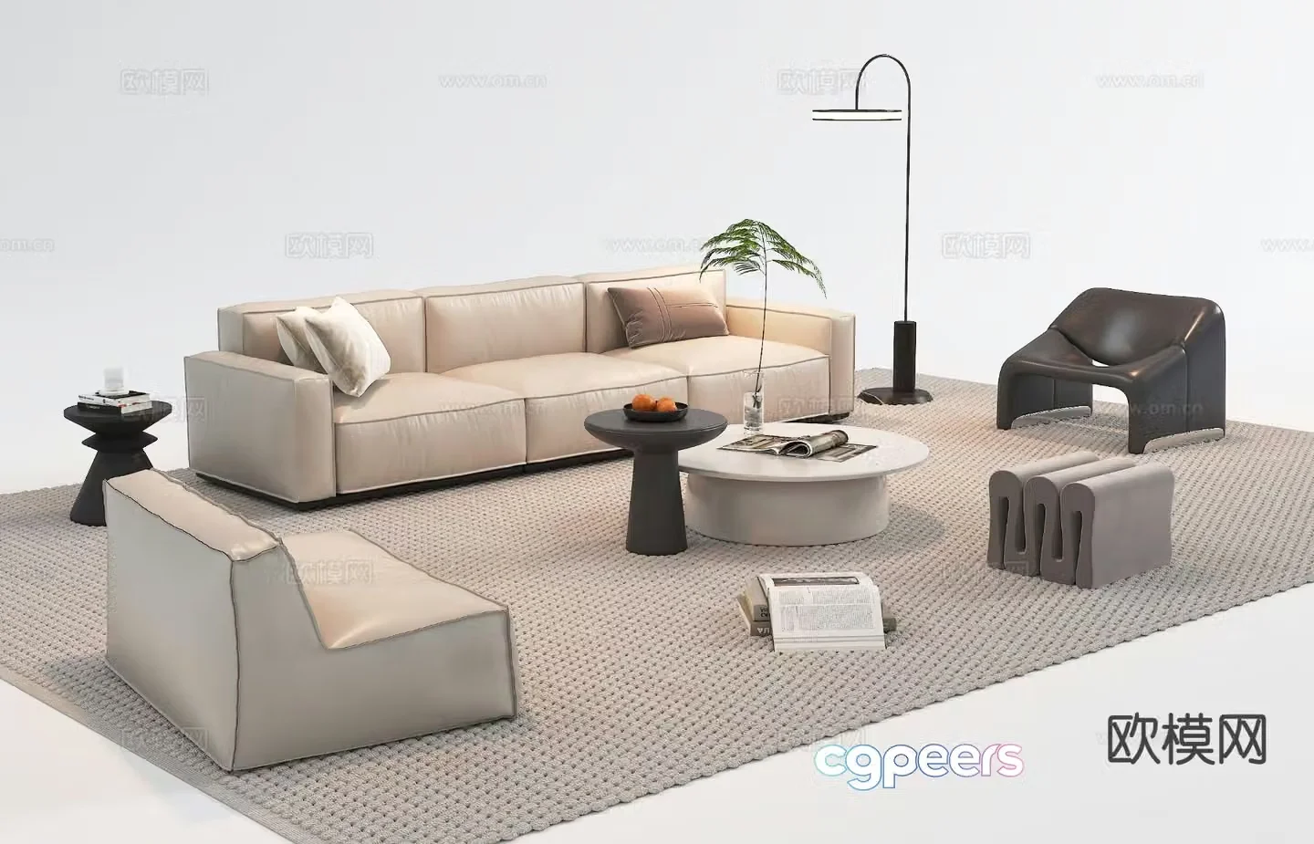 Modern sectional sofa 3d model