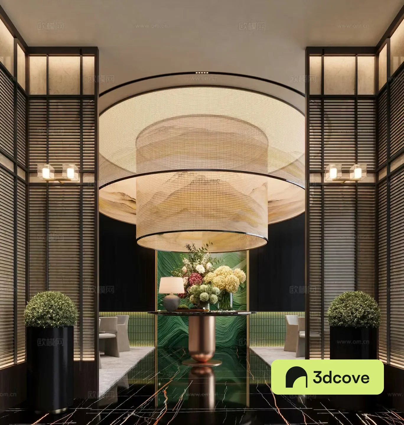 Modern hotel lobby atrium landscape