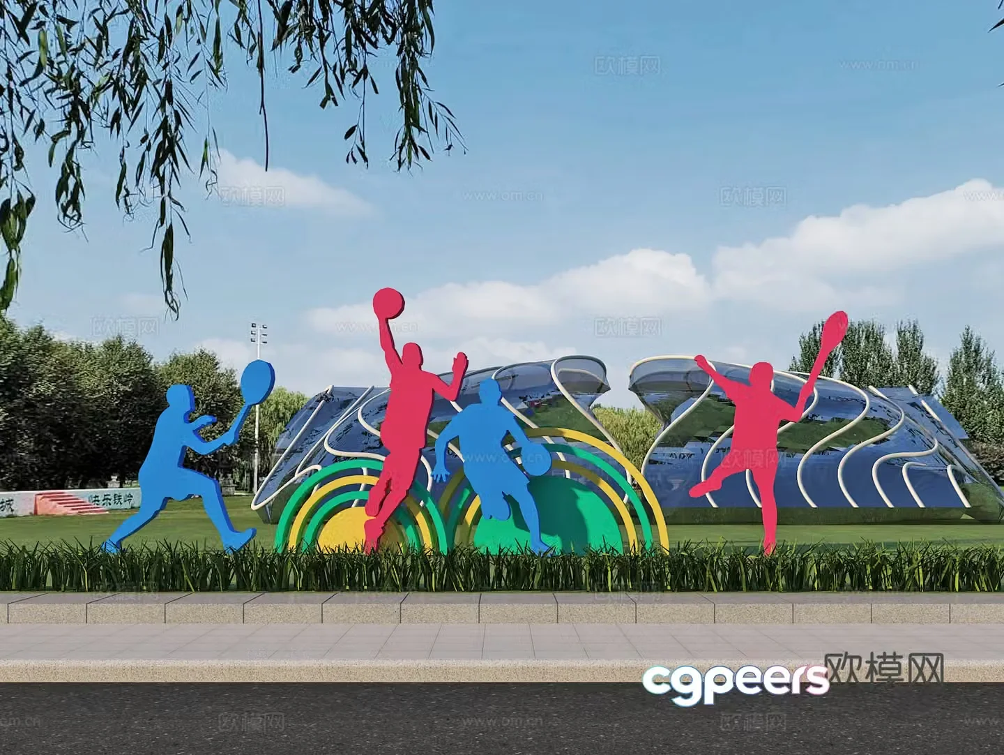 Green space installation Landscape Art sketch Sculpture 3d model