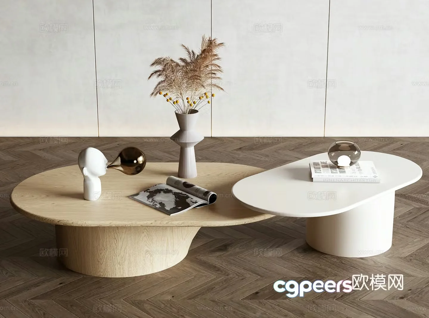 Creamy style coffee table 3d model