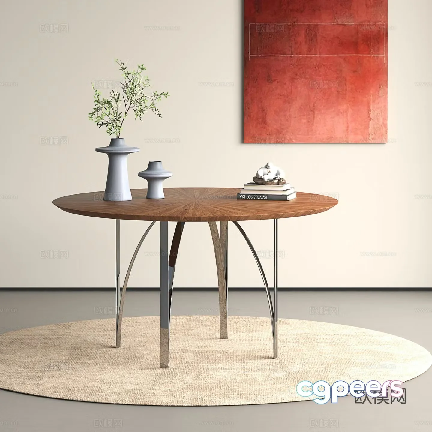 Modern dining table Simple dining table Round table Round dining table 3d model