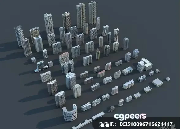 3D Cityscape With Buildings 3D Model – 270 – VRAY Render