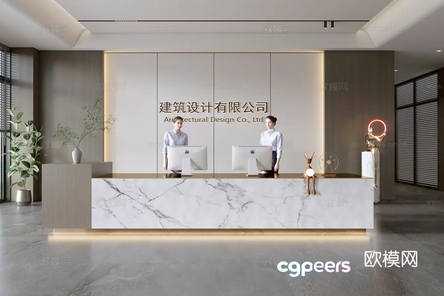 Company front desk reception 3d model