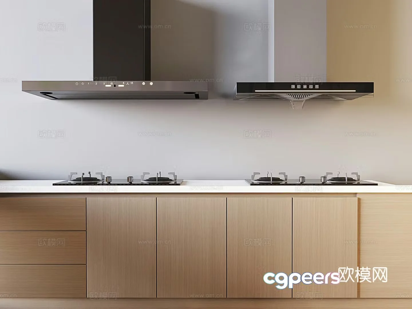 Modern range hood range hood gas stove cabinet 3d model
