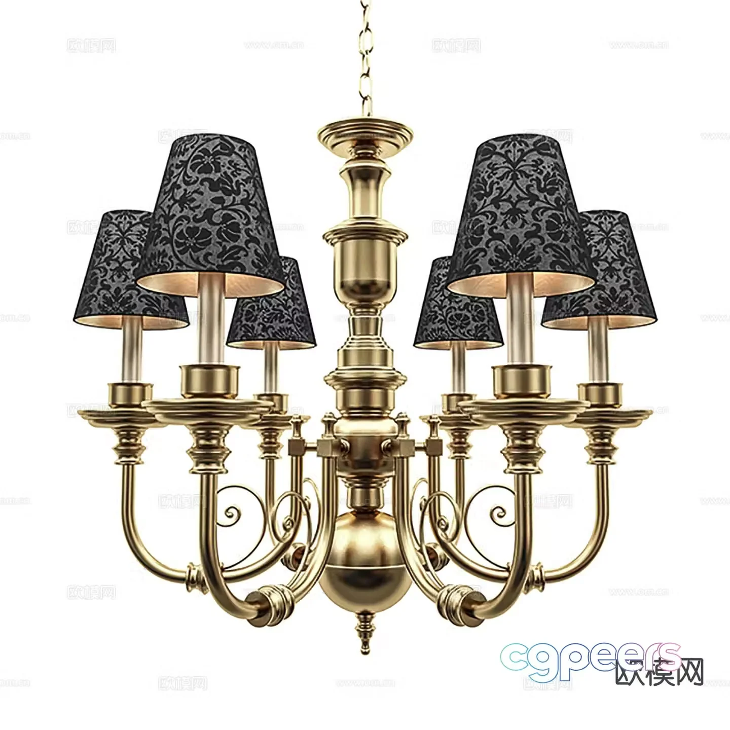 American chandelier multi-head chandelier 3d model