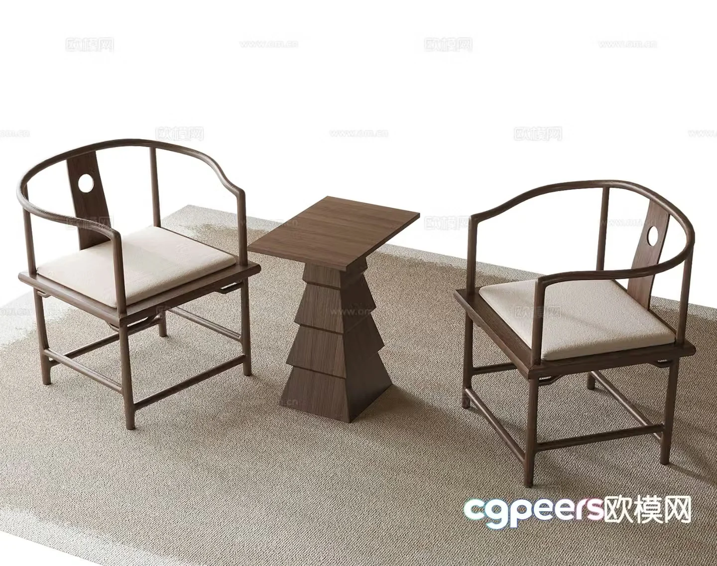 Chinese style negotiation tables and chairs leisure tables and chairs 3D model