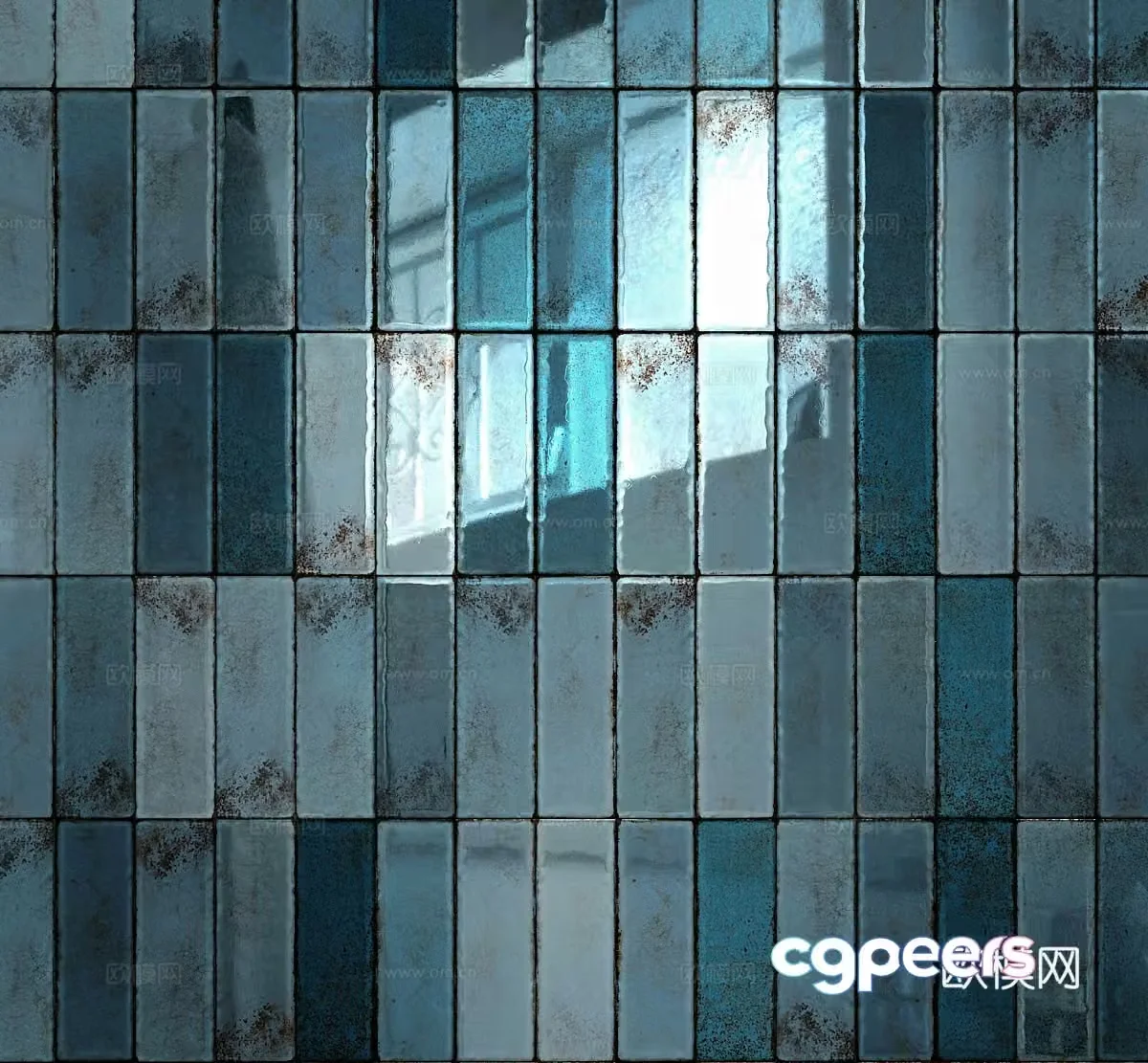 Blue wall tiles Bathroom tiles 3d model