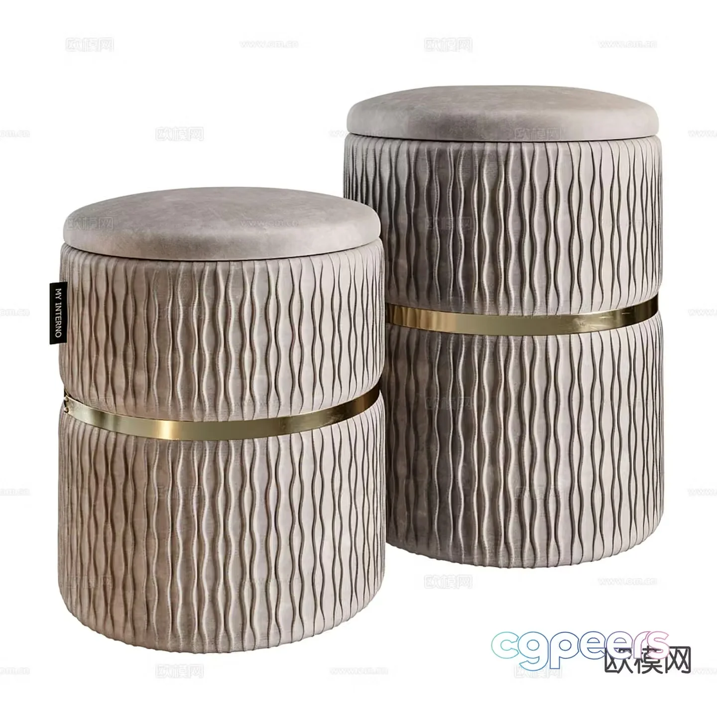 Italian sofa stool dressing stool shoe changing stool 3D model