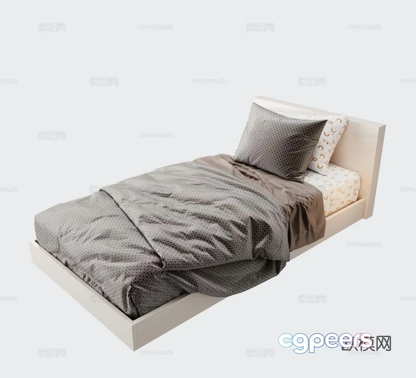 Modern single bed bed 3D model