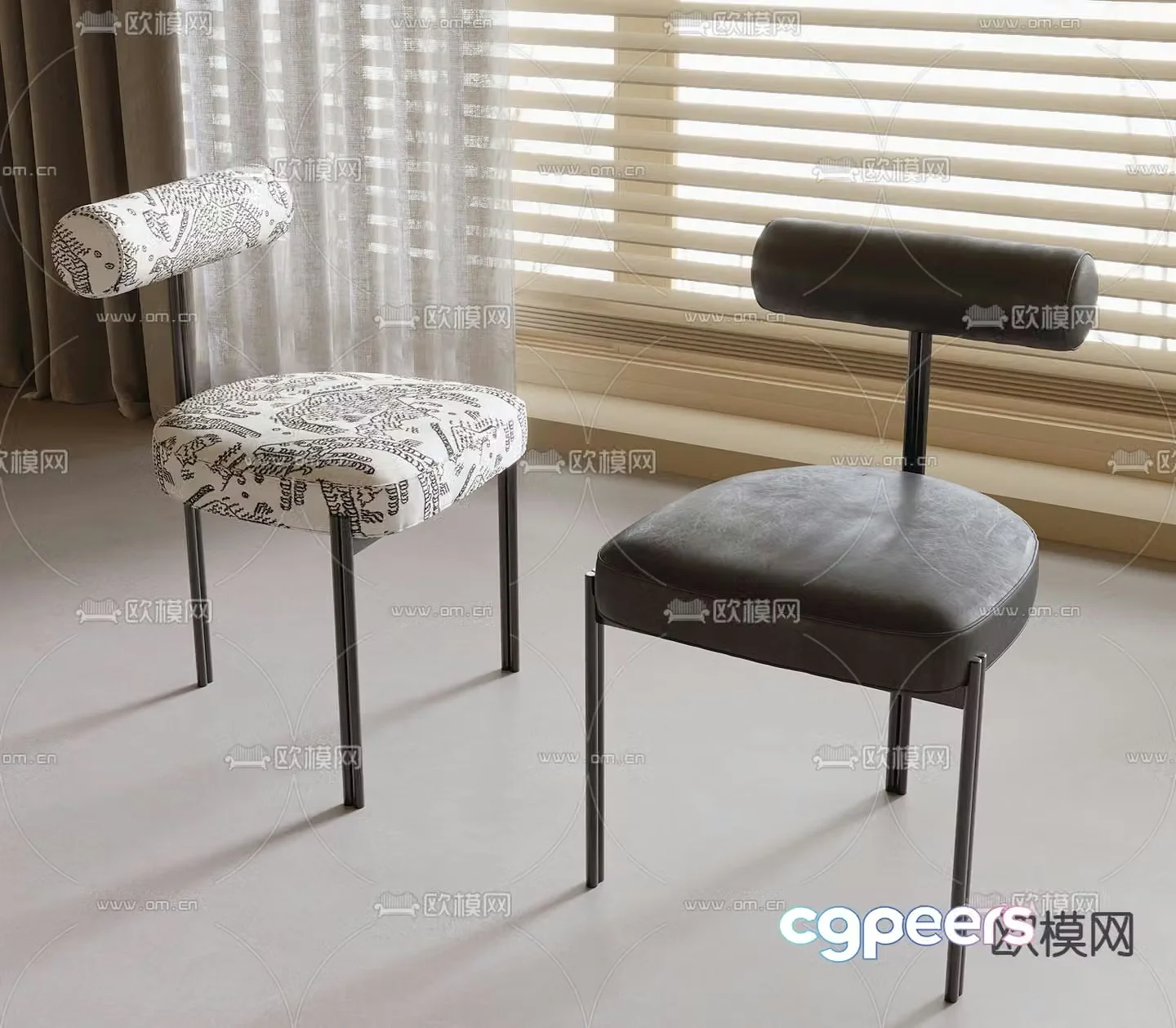 Modern chair dining chair single chair 3d model