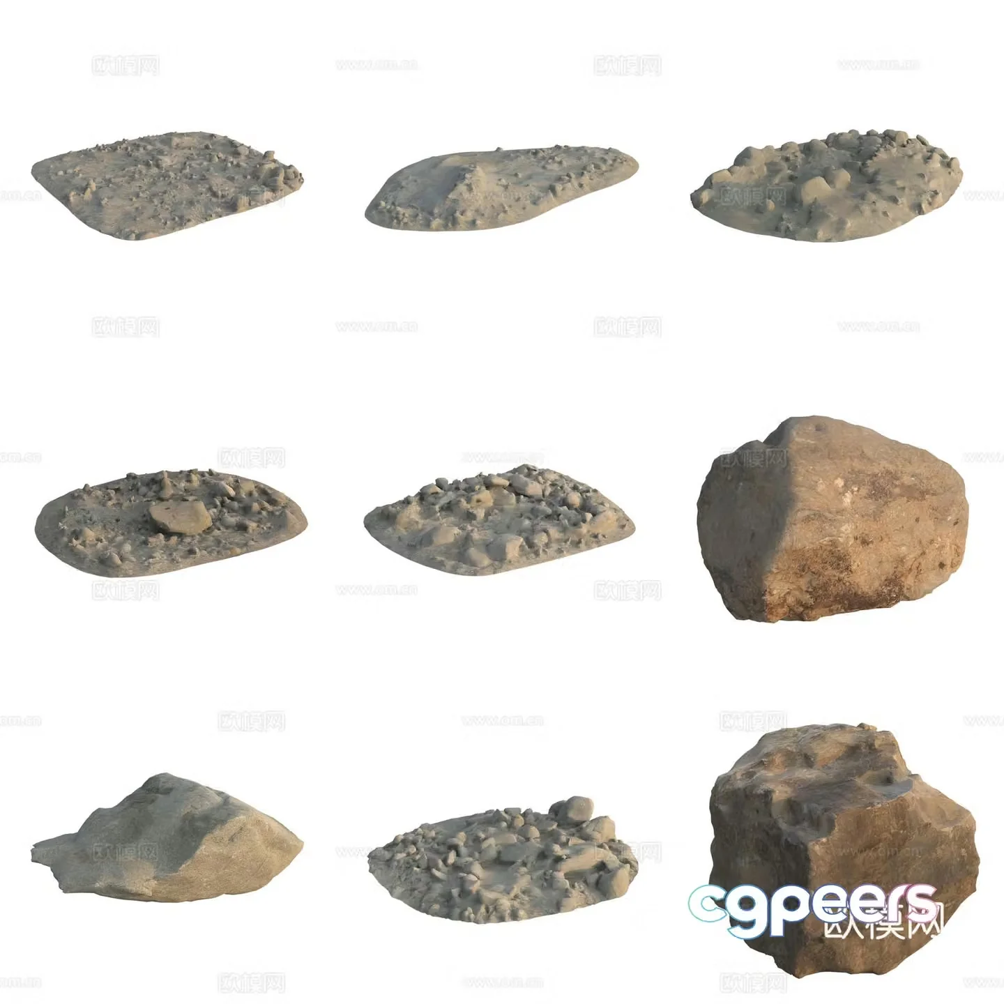 Sandstone stone stone pile 3d model