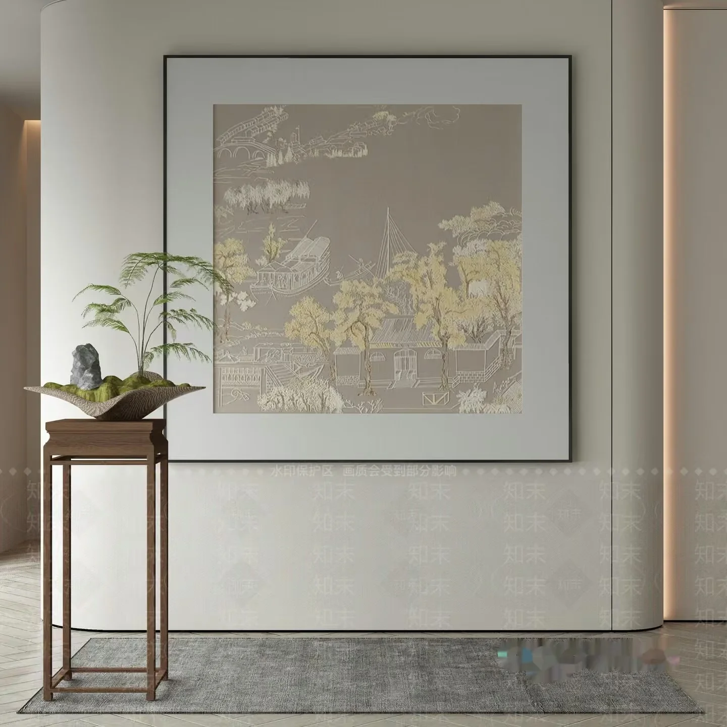 Modern Asian-Inspired Artwork 3D Model – 12660 – VRAY Render