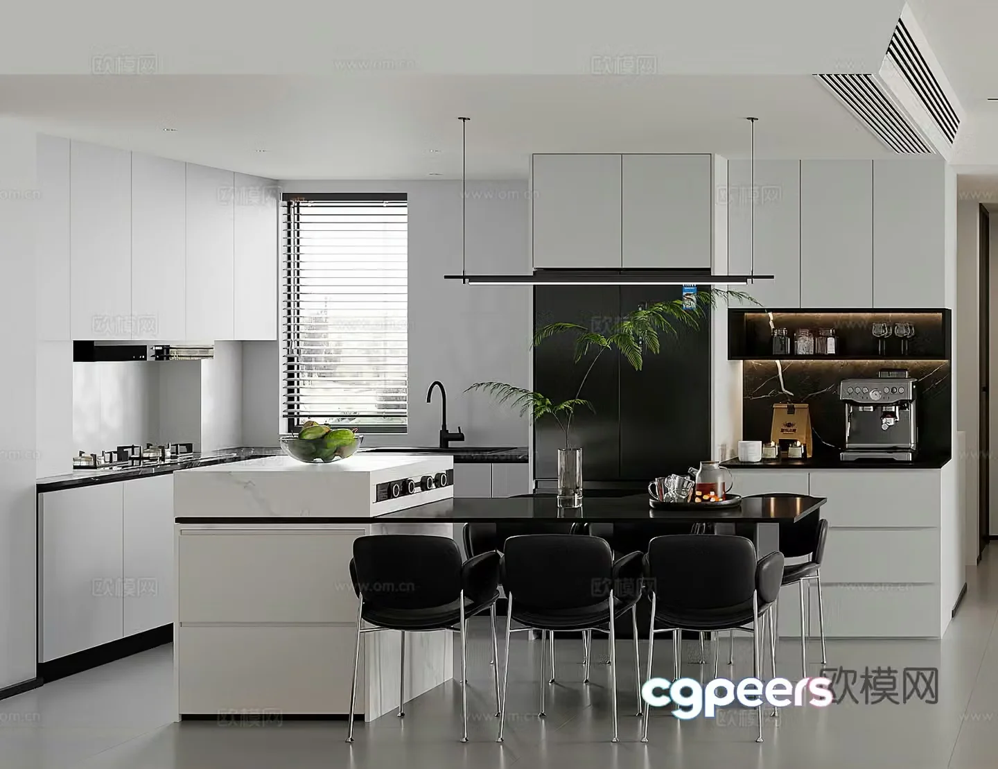 Modern restaurant Open kitchen Western kitchen coffee machine island modern living restaurant simple 3d model