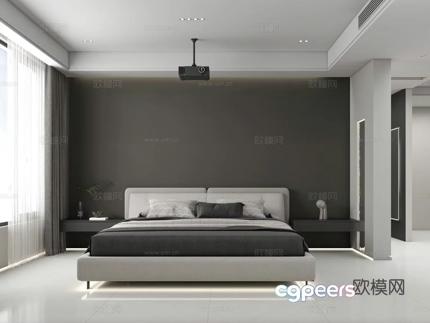 Modern villa master bedroom cloakroom wine cabinet 3d model