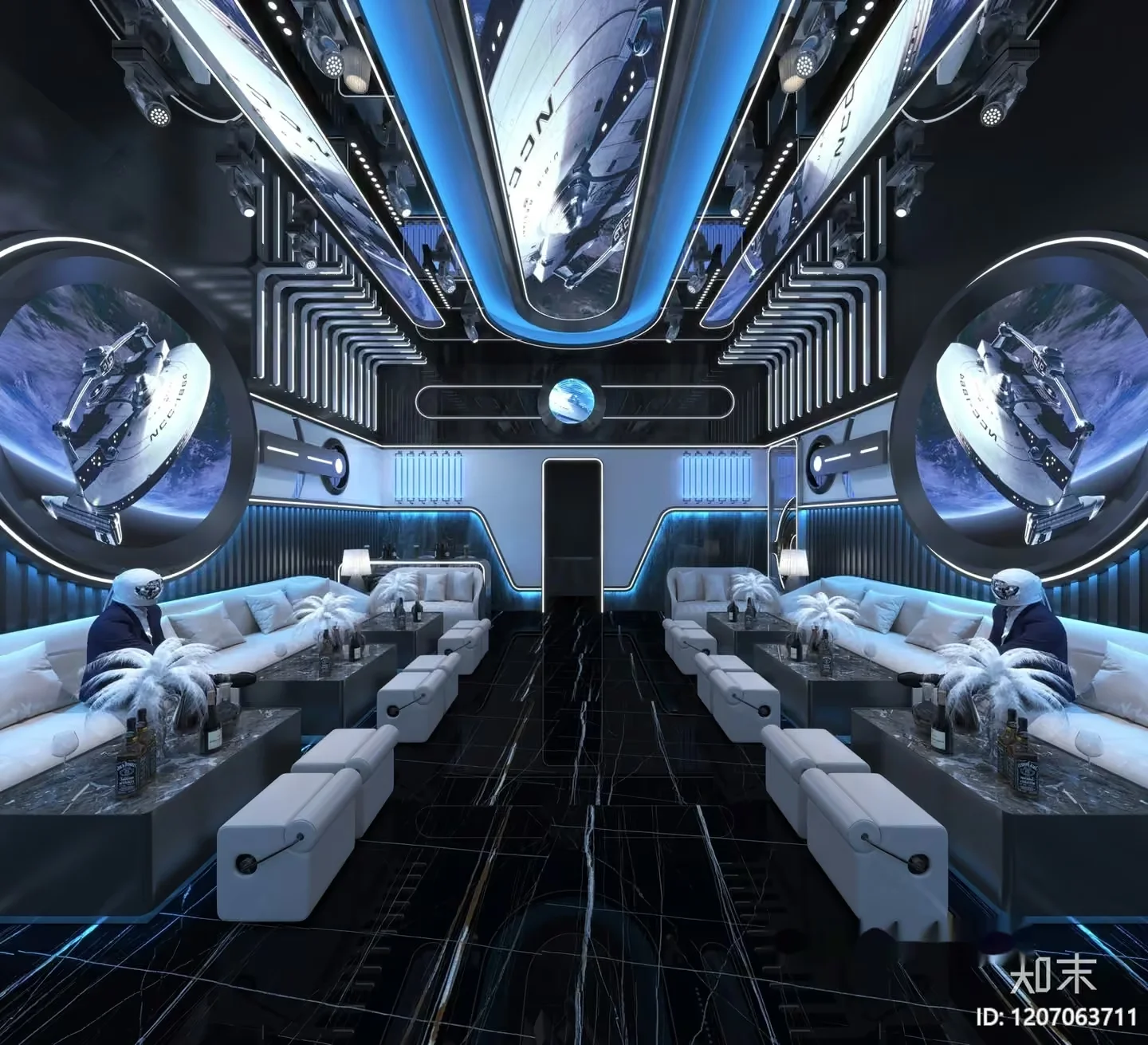 Space-Themed Lounge 3D Model – 7878 – VRAY Render