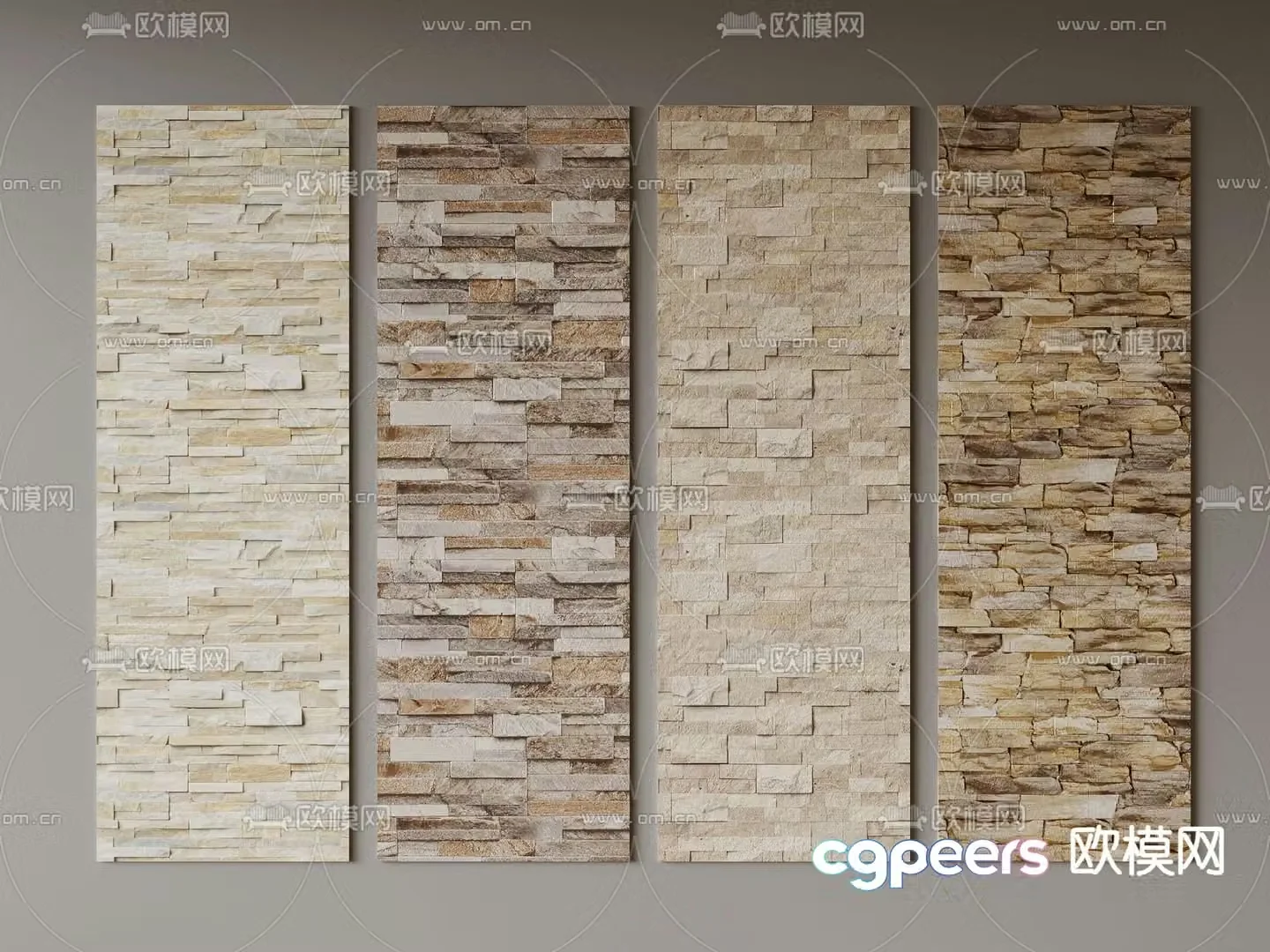 Modern brick wall cultural stone 3d model