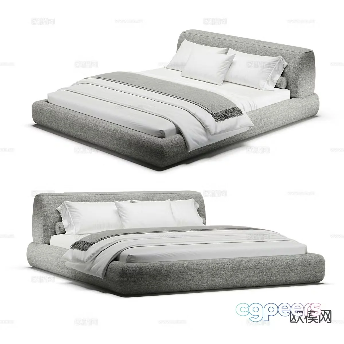 Modern double bed 3d model