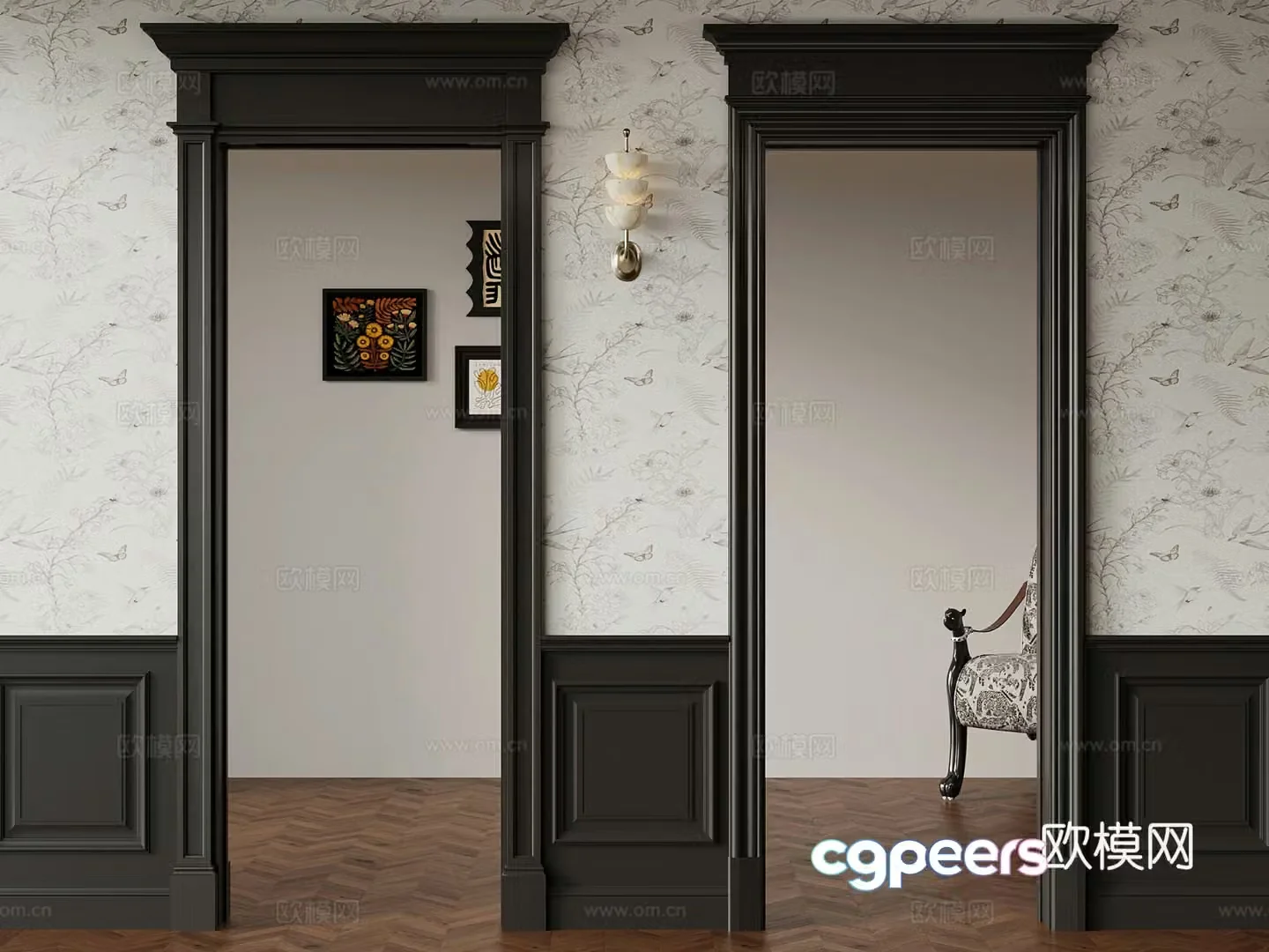 05 door cover French door cover jack line 3d model