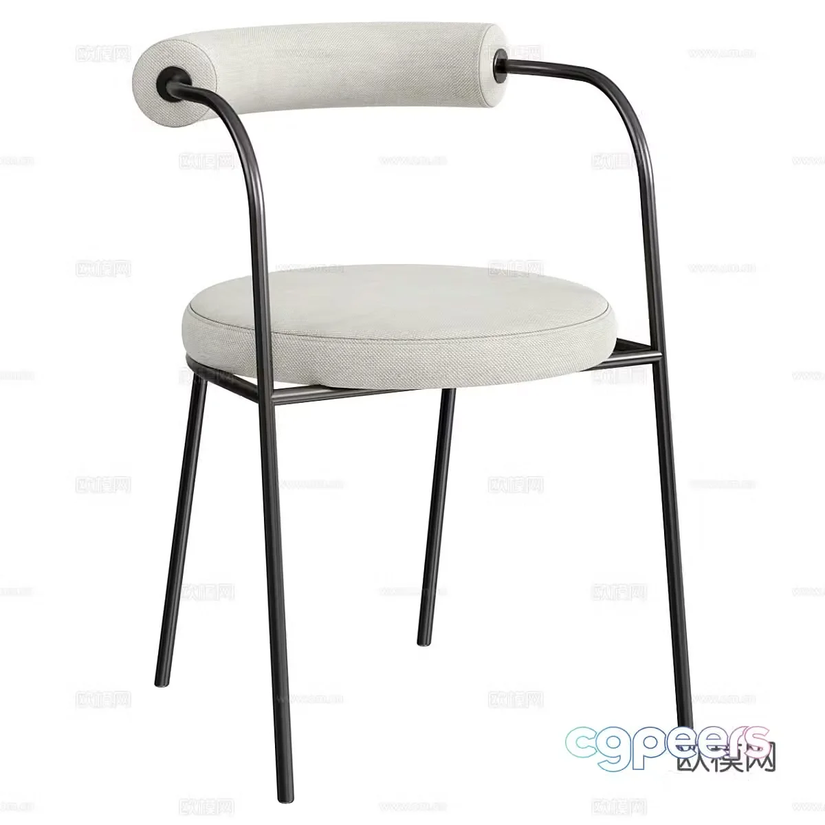 Modern minimalist stainless steel dining chair 3d model