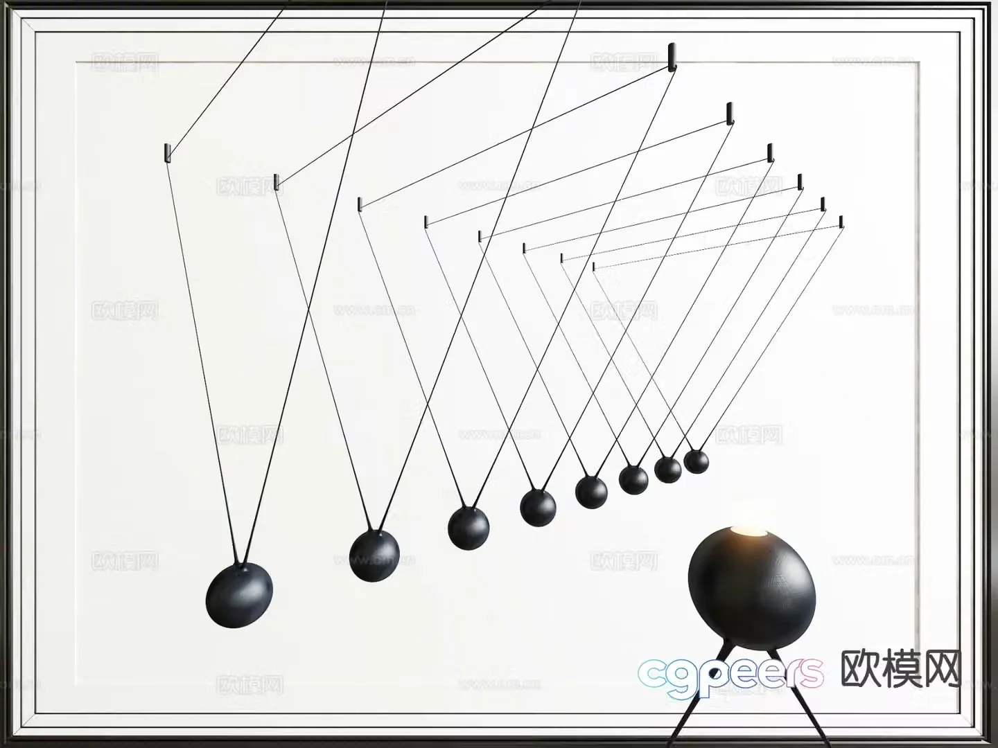 Modern multi-head spherical chandelier 3d model