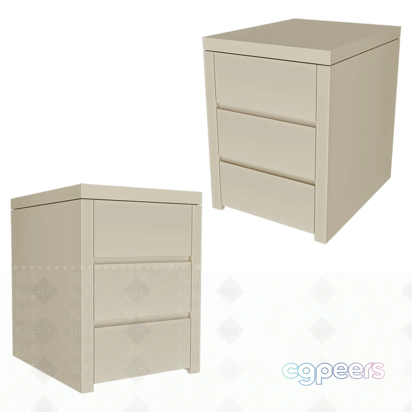 A Pair Of White Dressers 3D Model – 3779 – VRAY Render