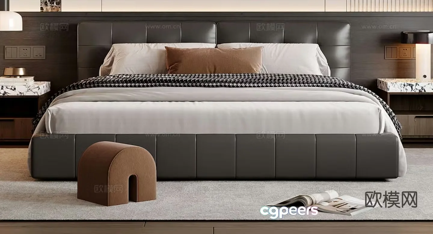 Italian double bed 3d model