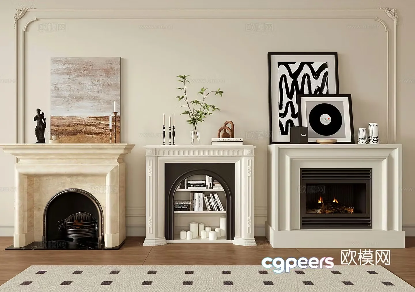 French fireplace Arched fireplace 3d model