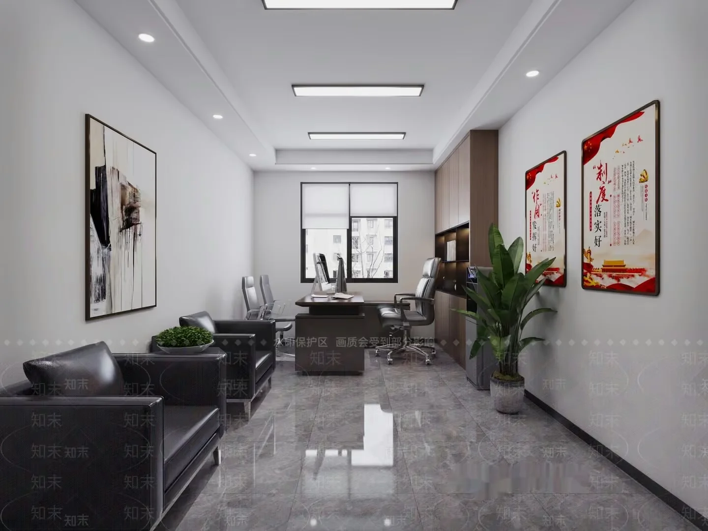 Modern Office Space 3D Model – 13893 – VRAY Render