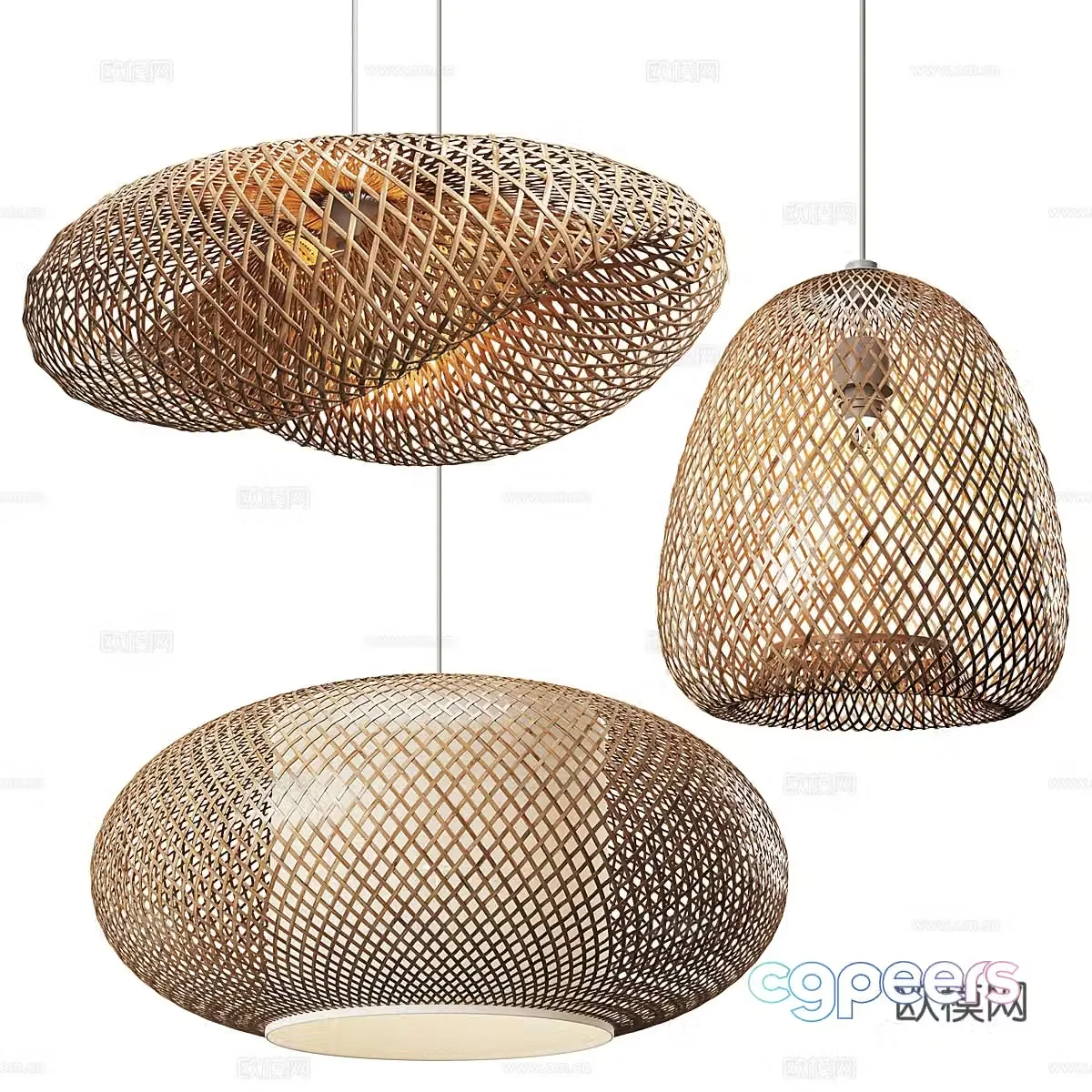 New Chinese style wasabi decorative chandelier 3D model