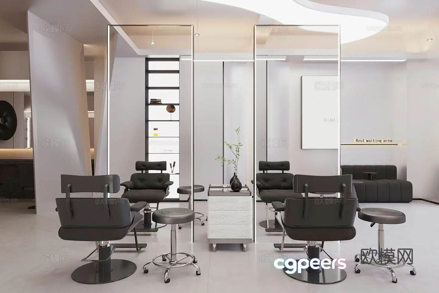 Modern barber shop Hairdressing shop 3d model