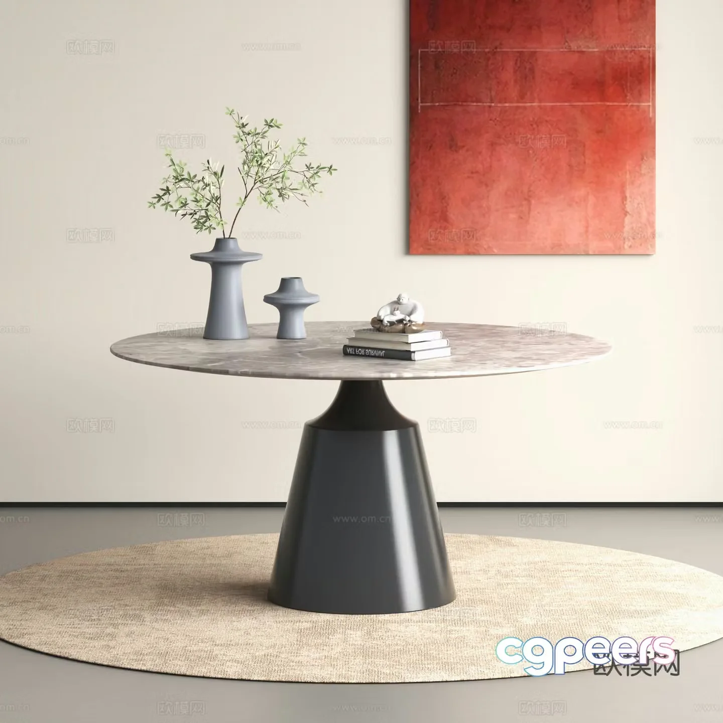Modern dining table Light luxury dining table Marble round dining table Round table 3d model