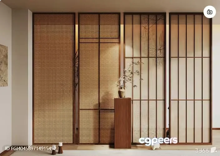 A Japanese-Style Room Divider 3D Model – 12328 – VRAY Render