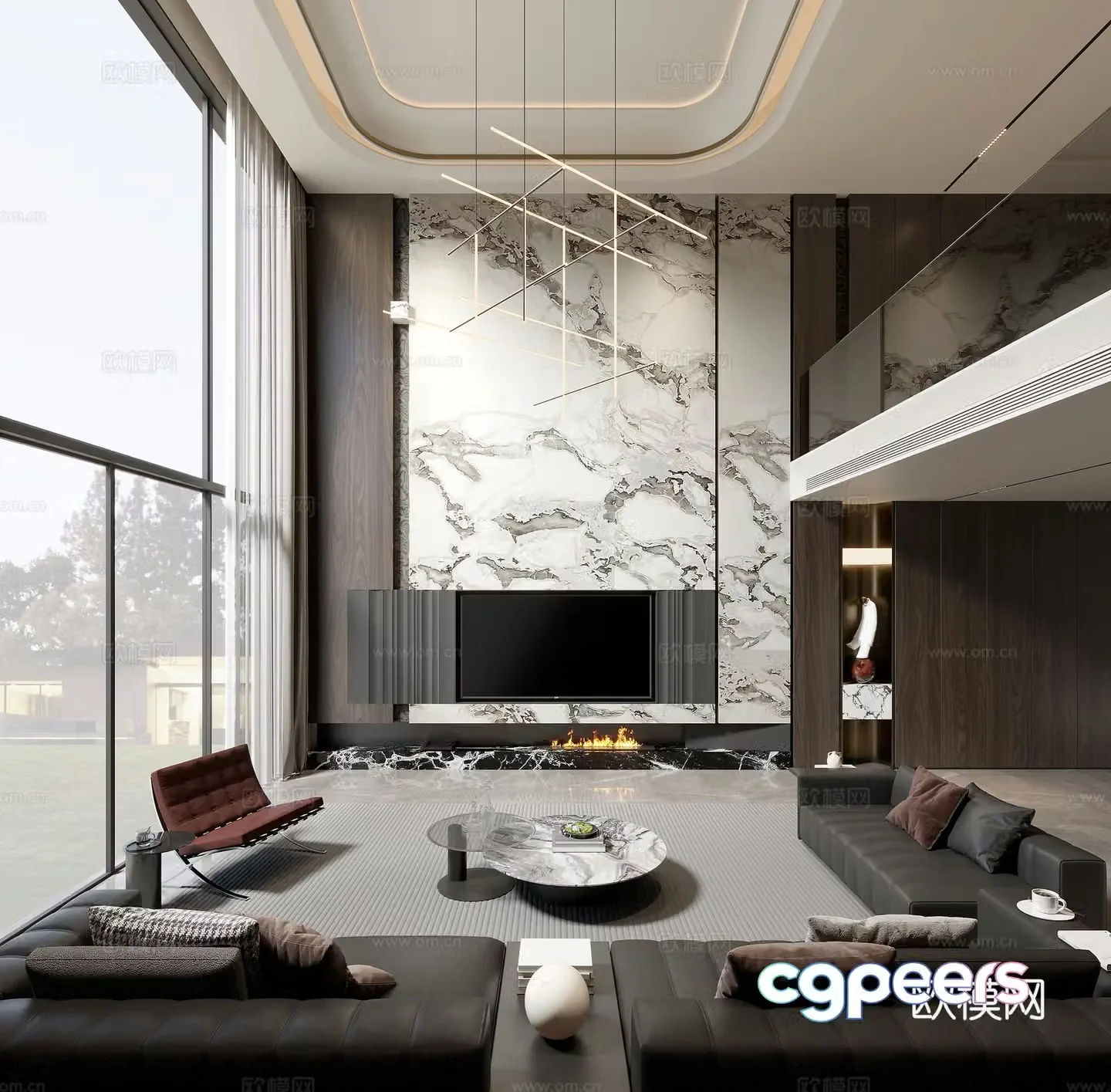 Modern villa living room 3d model