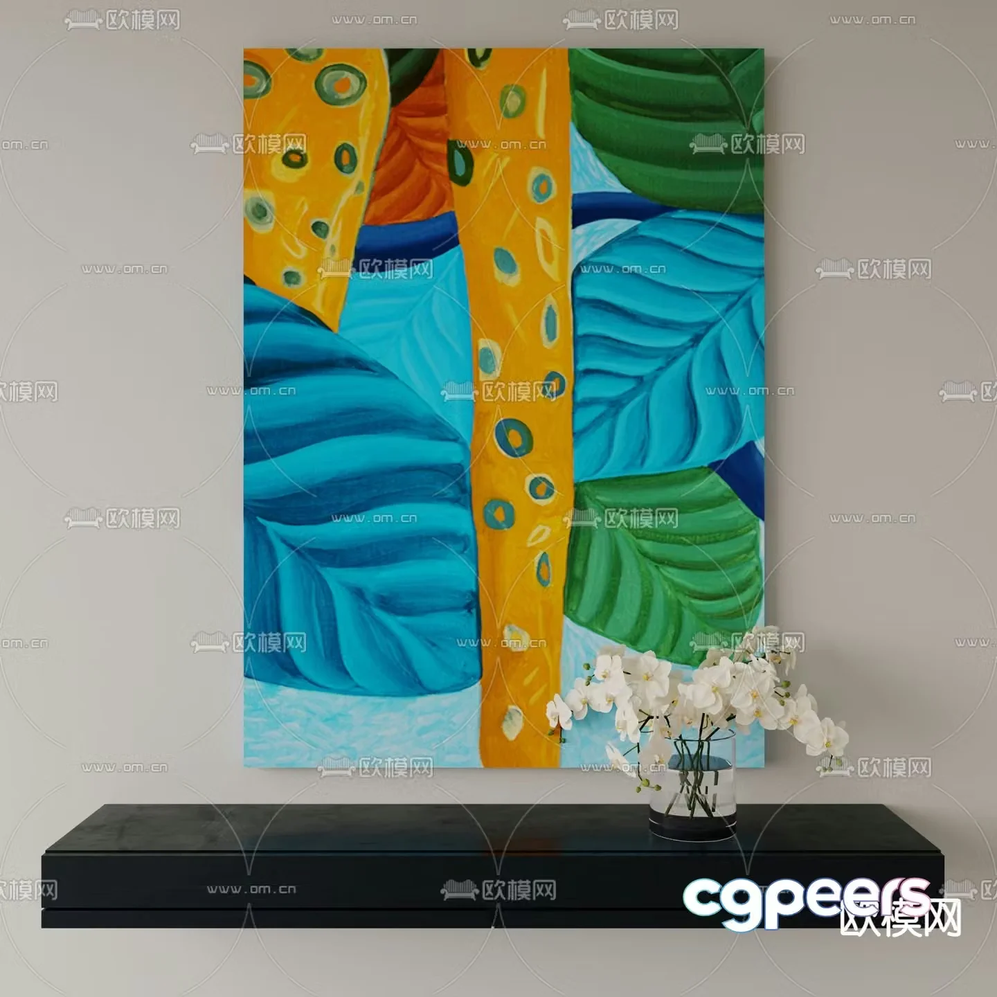 Memphis abstract painting decorative painting 3d model