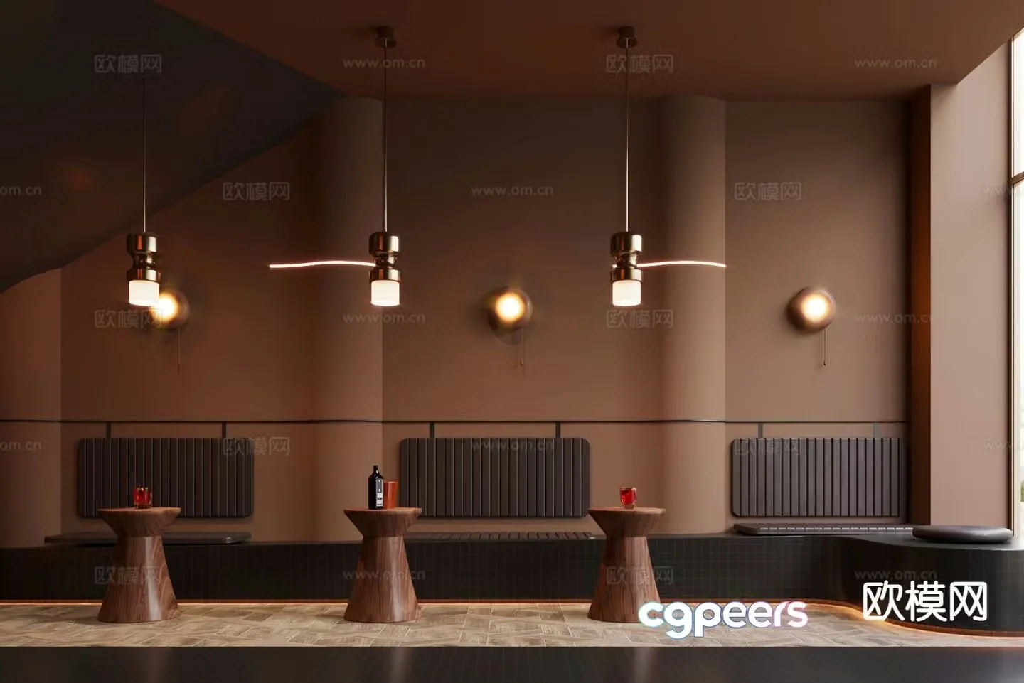 Modern milk tea shop card area 3D model