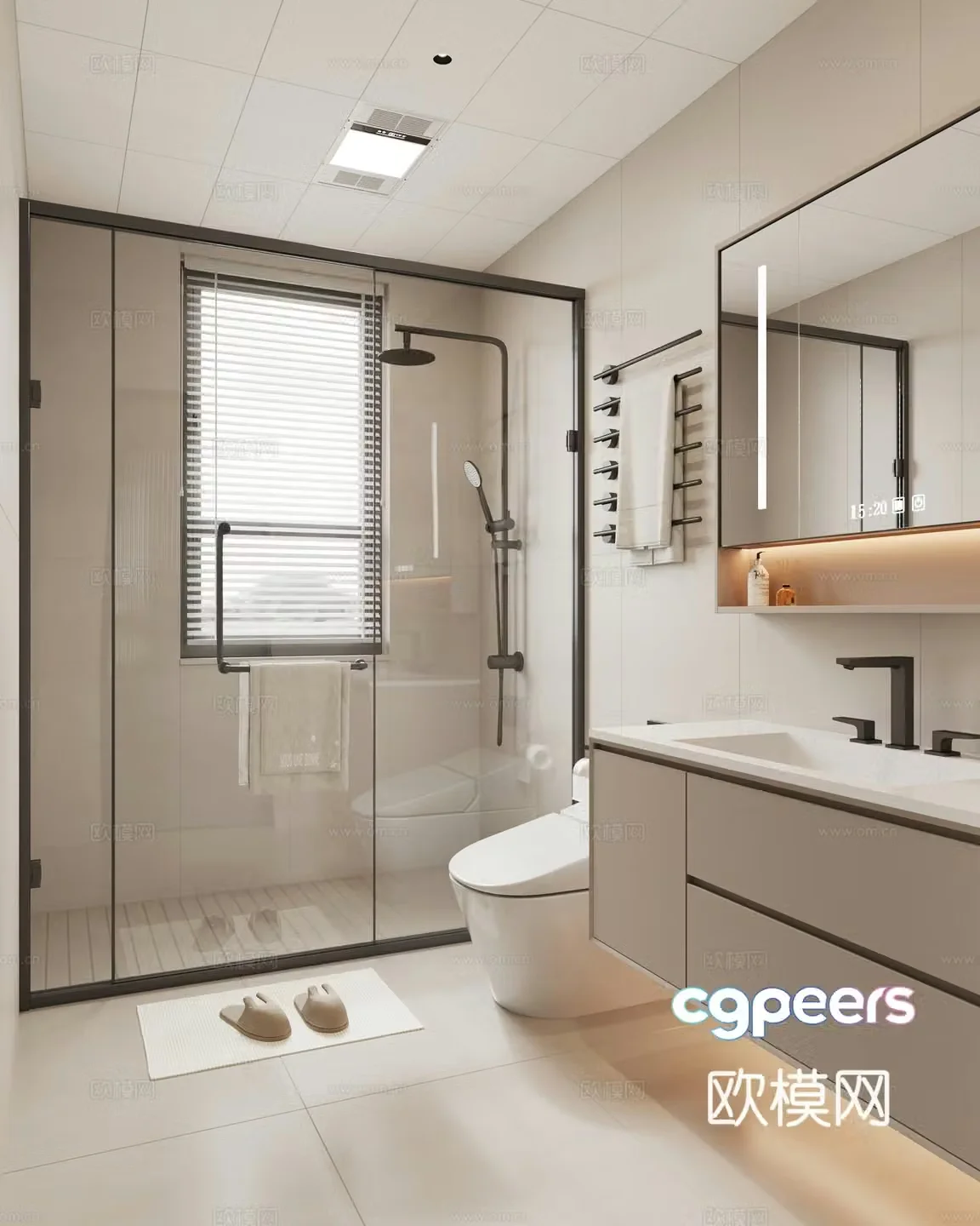 Cream style bathroom bathroom 3d model