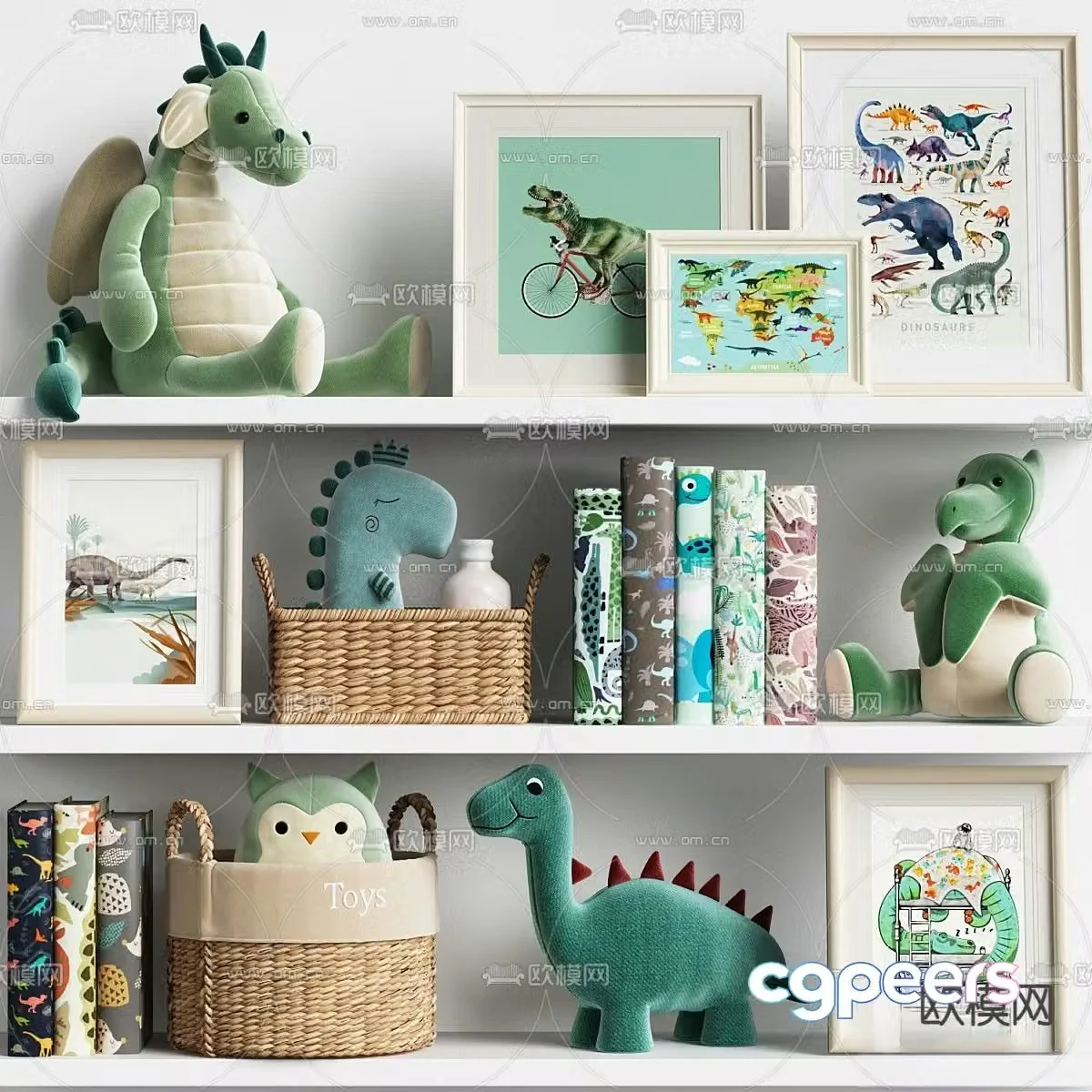 Children’s ornaments dolls paintings books storage basket 3D model