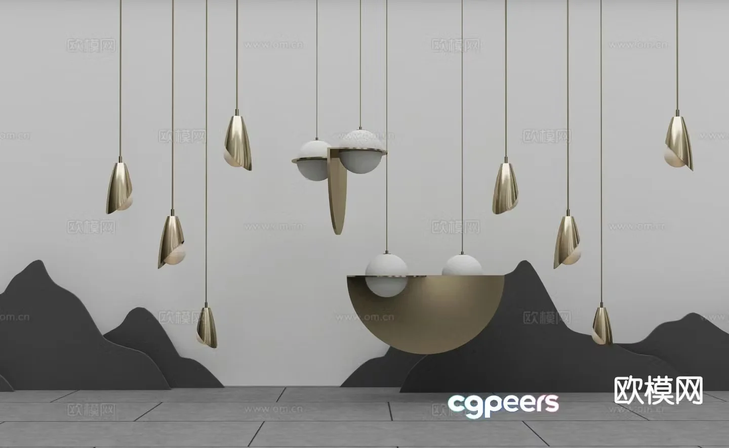 Light luxury creative chandelier 3D model