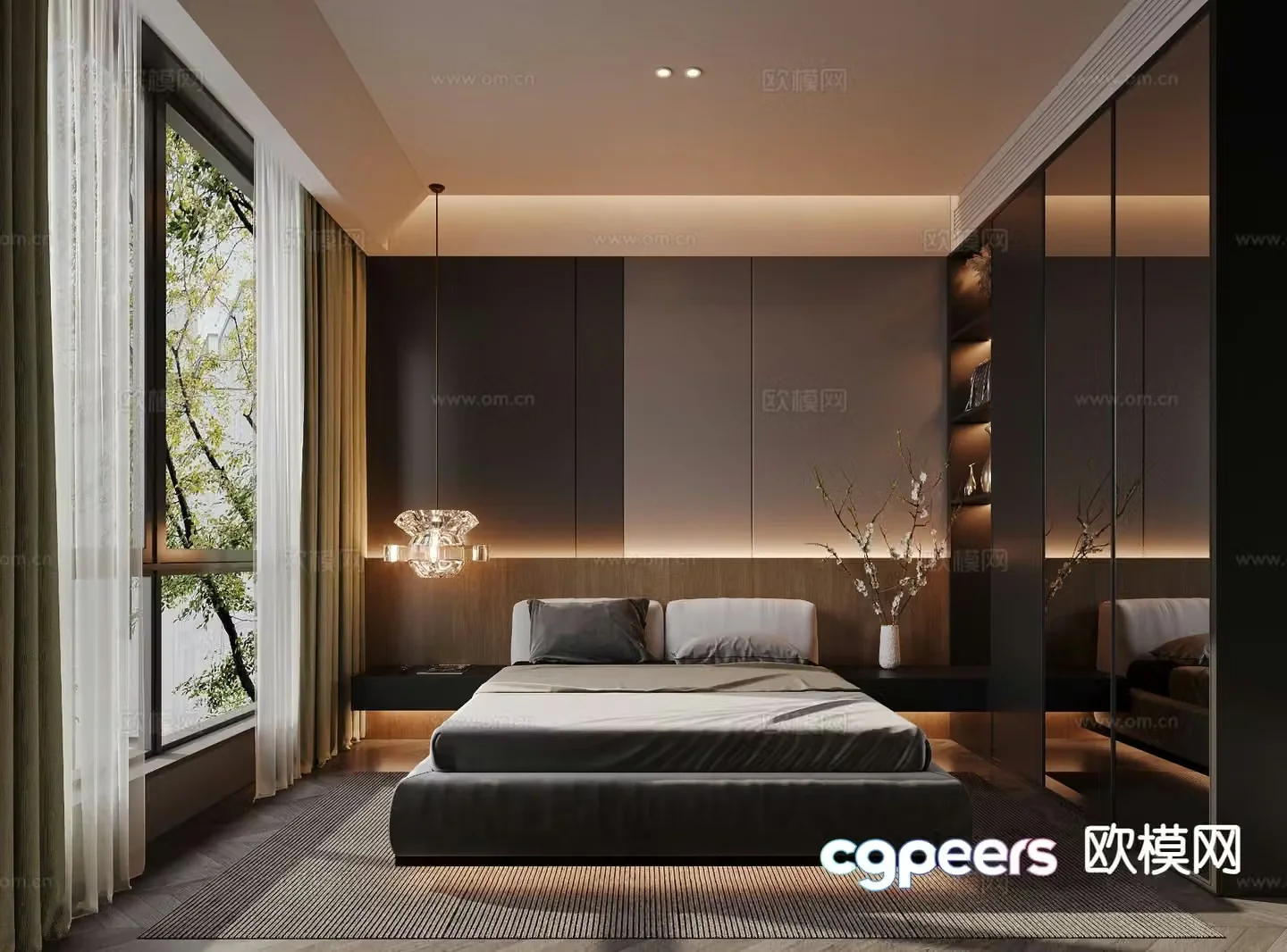 Advanced gray bedroom master bedroom 3d model