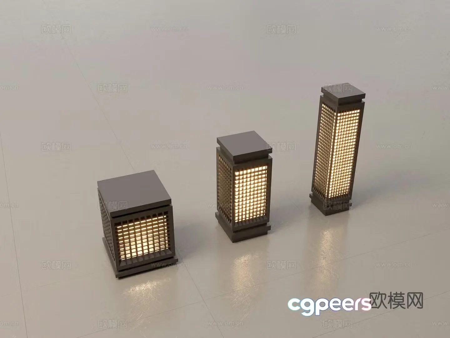 Modern Chinese landscape lights lawn lights garden lights outdoor light combination 3D model