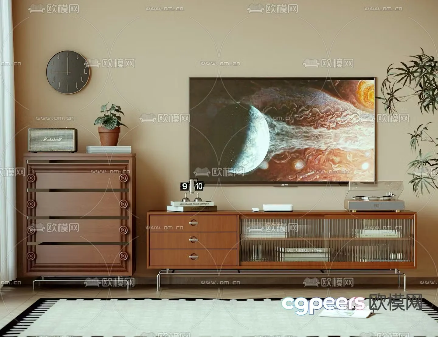 Medieval style TV cabinet 3D model