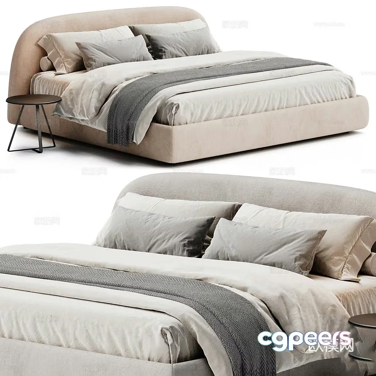 Modern Italian fabric double bed 3D model