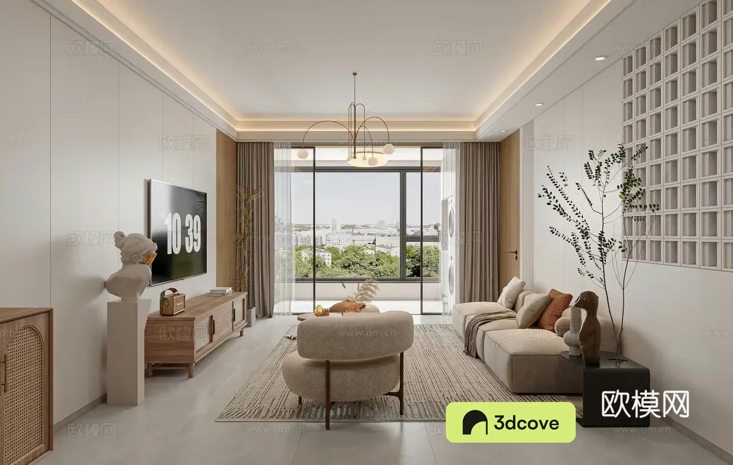 Wasabi Living Room Modern Living Room Simple Creamy Living Room Living Dining Combination Sofa 3D Model